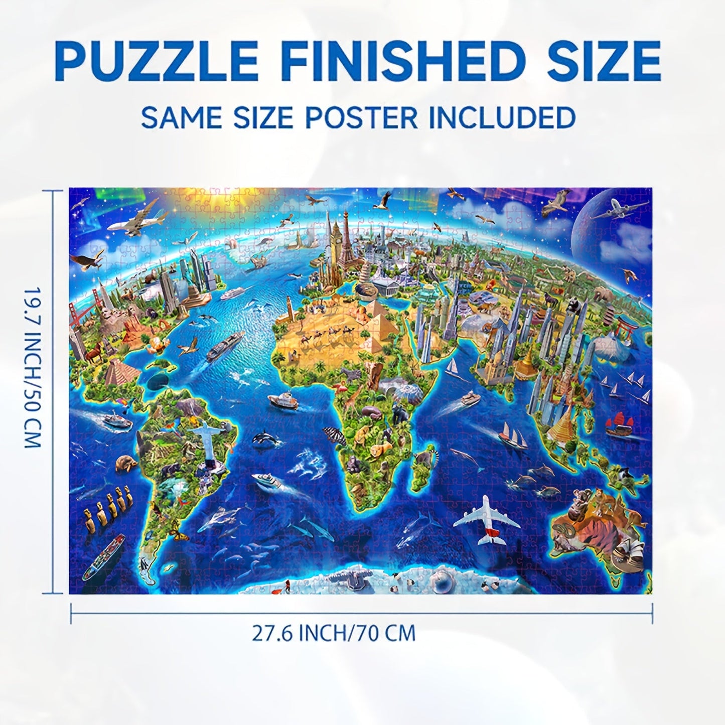 1000pcs World Landmarks Jigsaw Puzzle - Large Educational Puzzle for Adults & Teens
