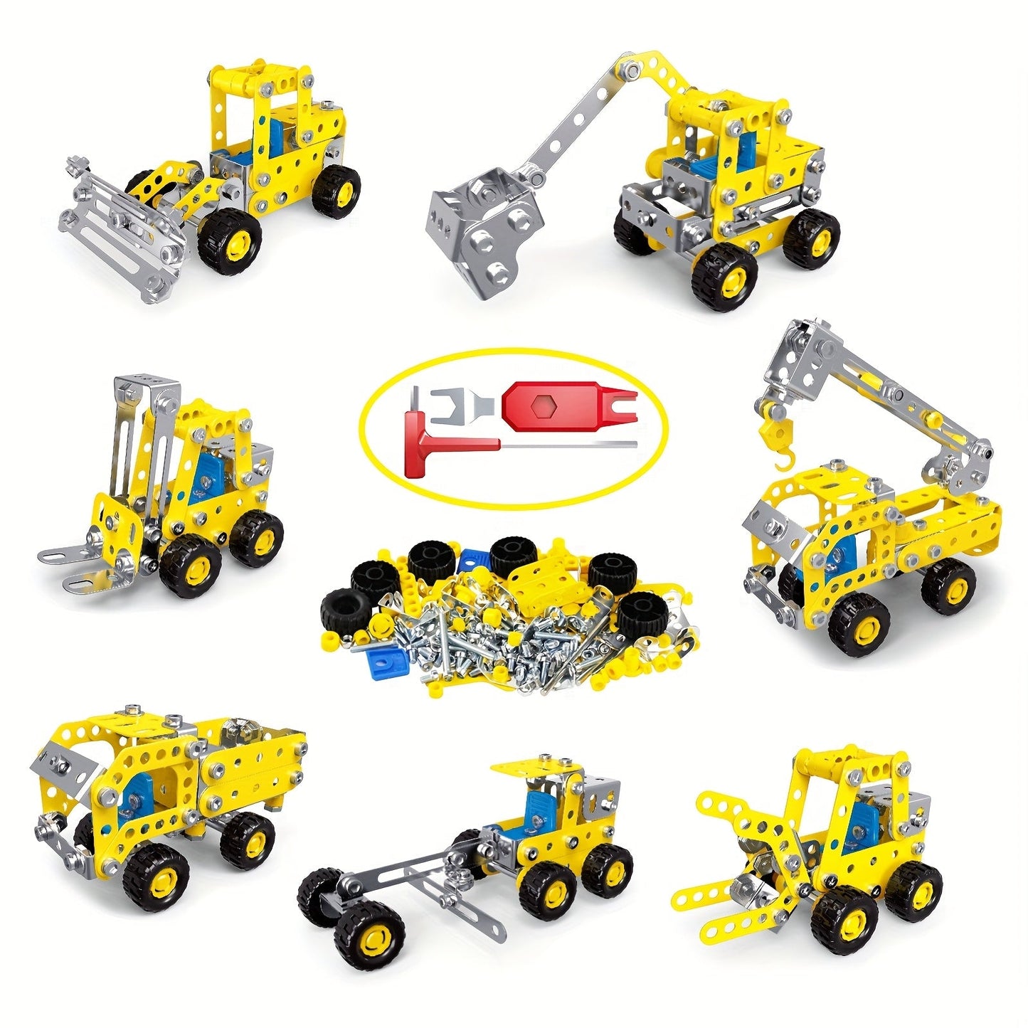 3D Metal Excavator Puzzle Building Kit for Kids - STEM Construction Vehicle Toys