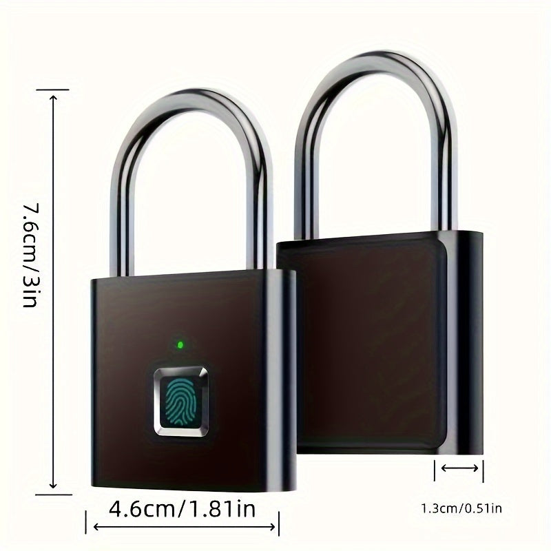 Compact Smart Fingerprint Padlock - USB Rechargeable, Keyless Security for Suitcase & Luggage