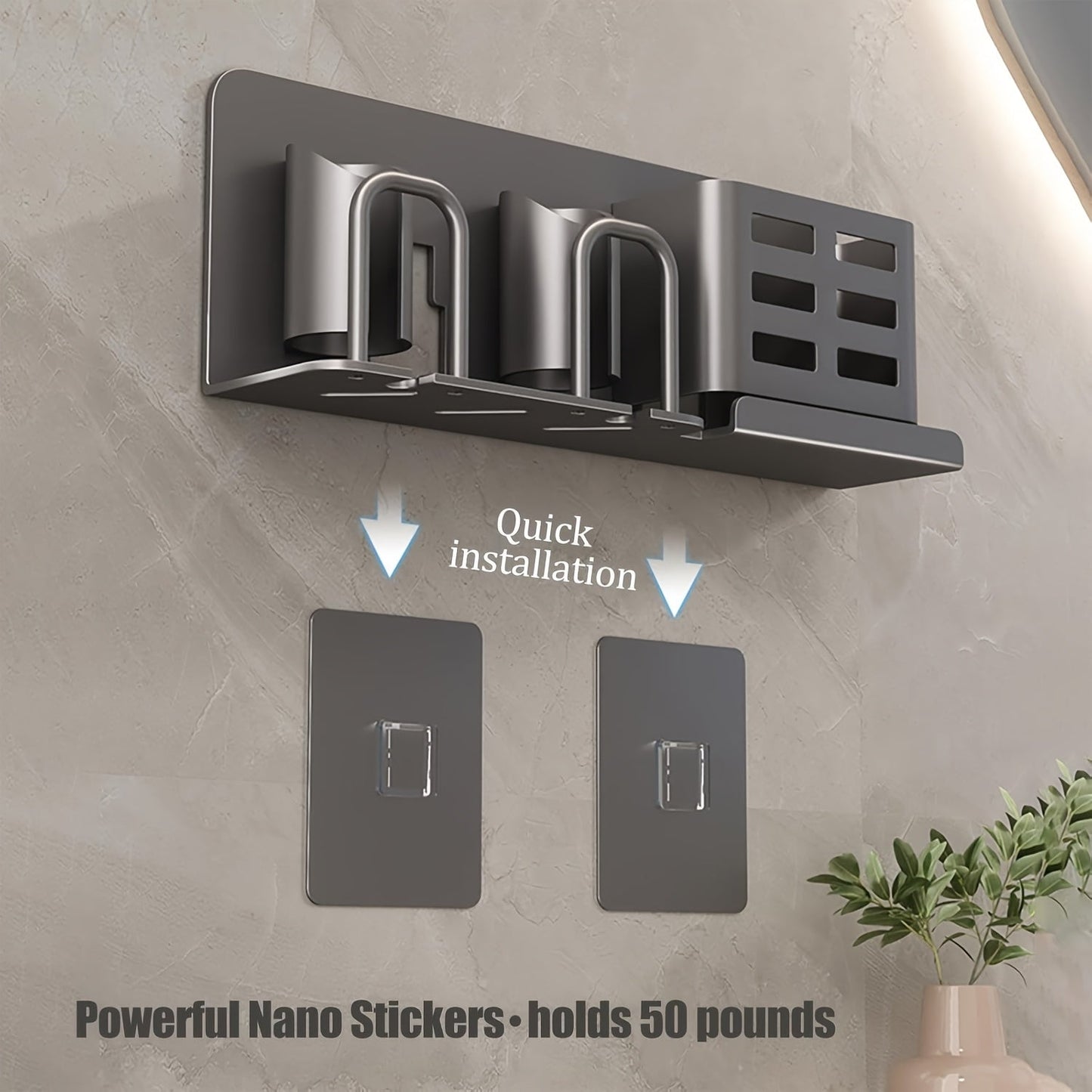 Wall Mountable Aluminum Electric Toothbrush & Razor Holder for Bathrooms - No Electricity Needed
