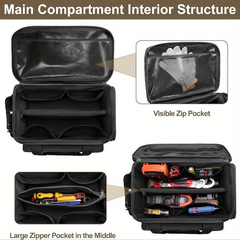 14-Inch Heavy-Duty Tactical Tool Bag with Scratch-Resistant Bottom for Electricians and Craftsmen
