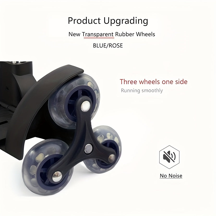 6-Wheel Retractable Trolley Backpack - Foldable & Portable with Rubber Wheels