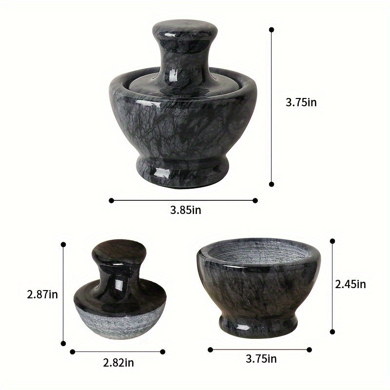 Premium Marble Mortar and Pestle Set - Natural Stone Grinder, 9.65 cm, Ideal for Spices & Pills, Easy to Use & Clean