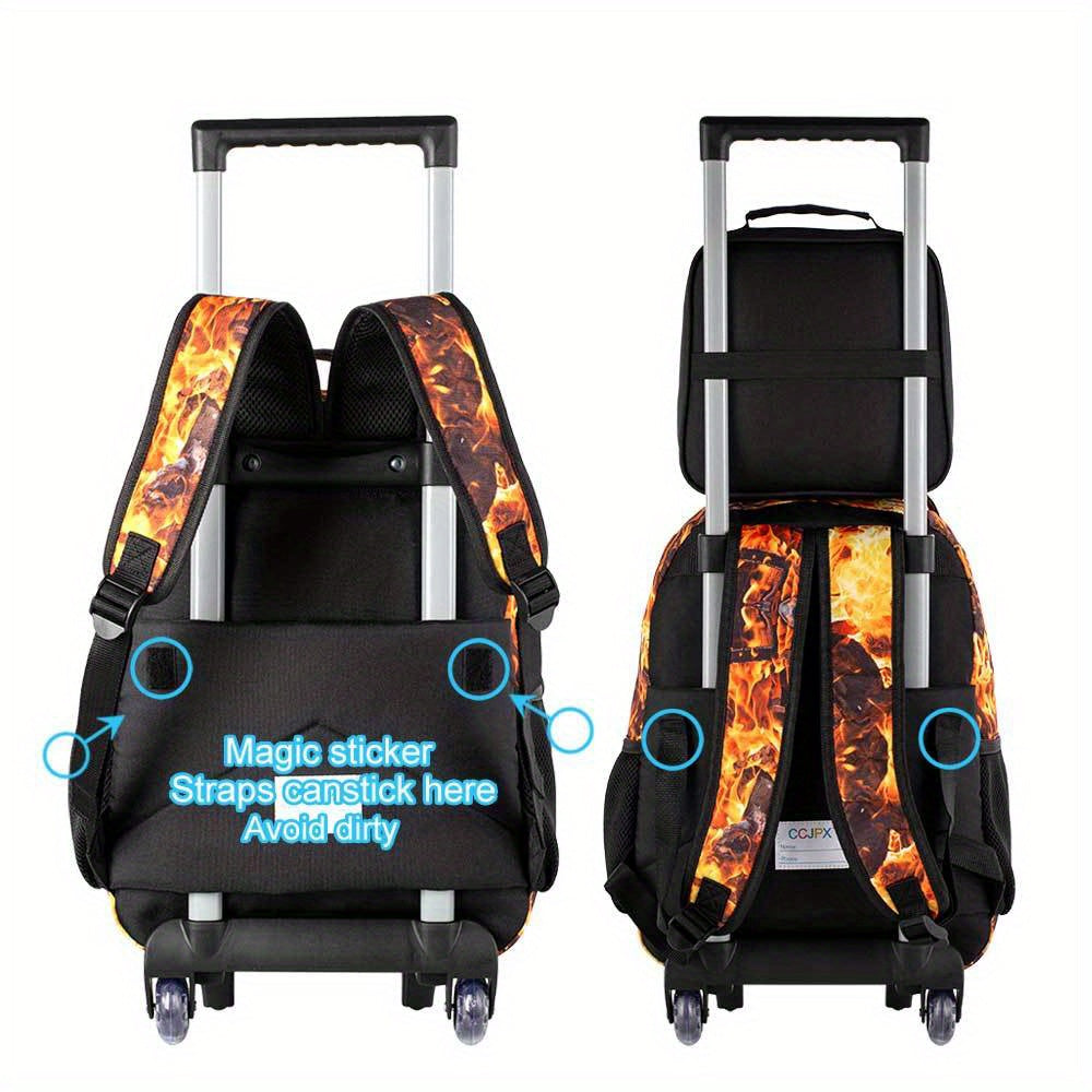 AGSDON Fire Dragon Wheeled Backpacks for Kids - Durable, Playful Design, Perfect for School & Travel