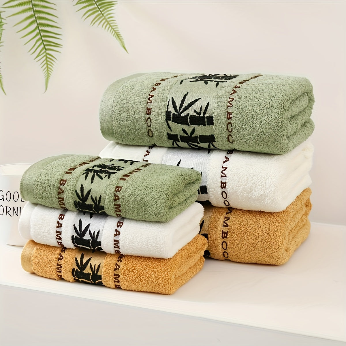 Self Flying Bamboo Fiber Towels - 5pcs Set, Absorbent & Quick-Drying, Super Soft, Beige-Friendly, Ideal Bathroom Supplies