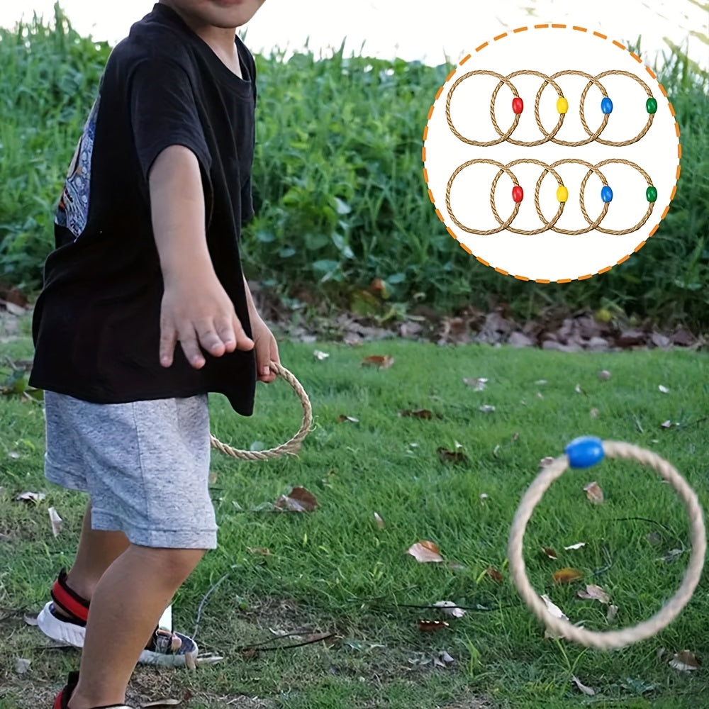 12pcs Hemp Rope Tossing Toy Game for Kids - Outdoor Party Sports Fun