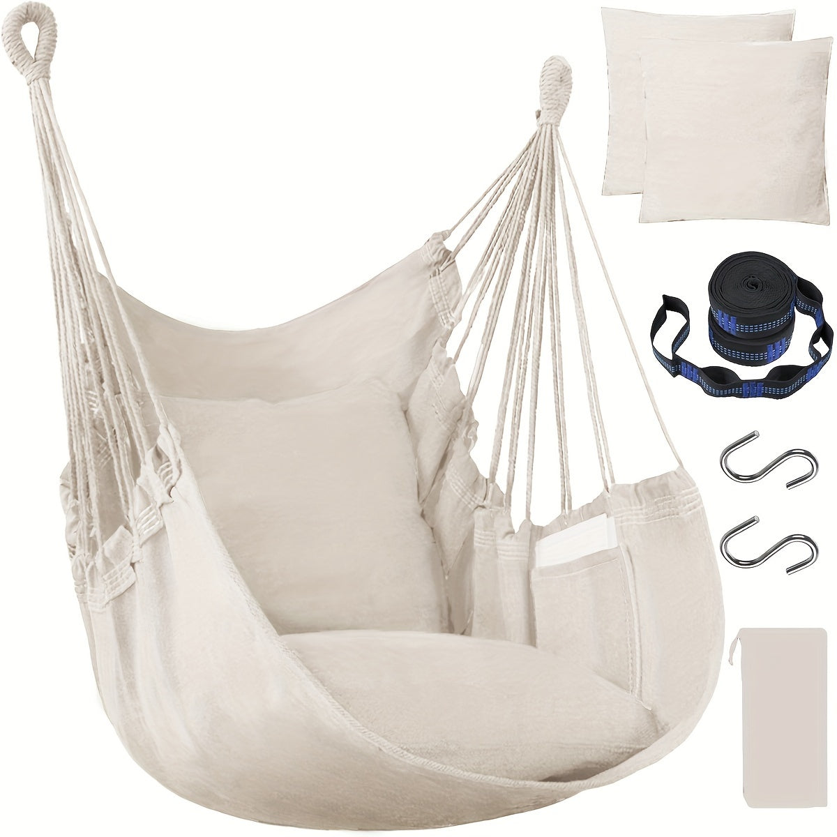 Premium Hammock Chair Set with Cushions, Straps, and Hooks
