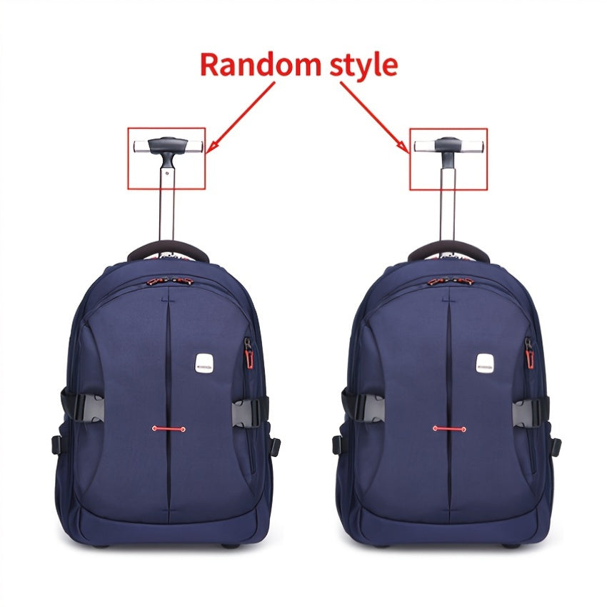 Black Oxford Fabric Convertible Backpack with Wheels - Business Travel & College Essential