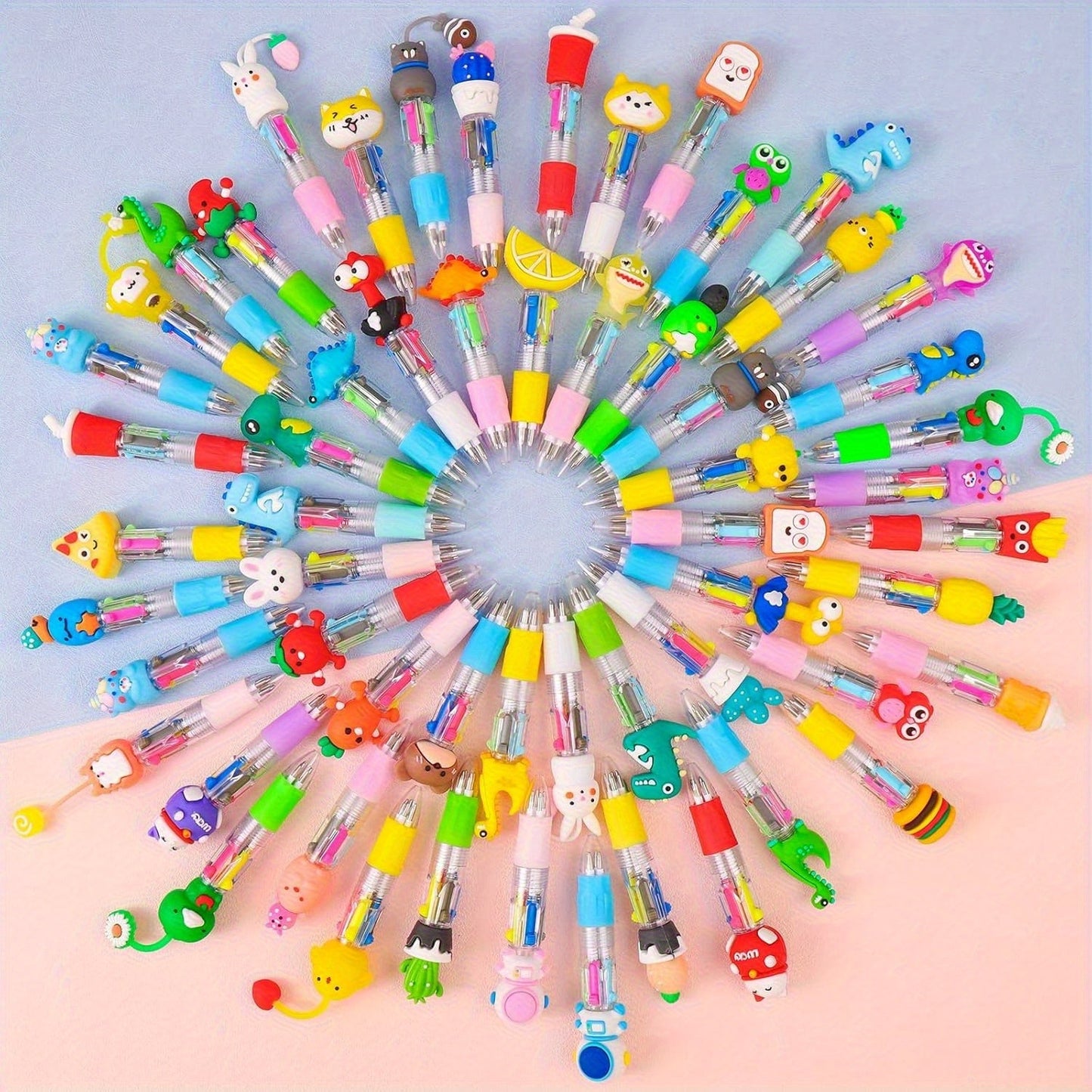 25pcs Four-Color Ballpoint Pens - Vibrant Inks, Fun Patterns, Perfect for Gifts & Classroom Use