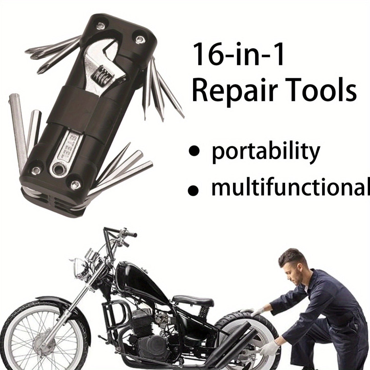 16-in-1 Multi-Purpose Tool Kit - Portable Heavy-Duty Repair Set for Vehicles & Outdoor Cycling