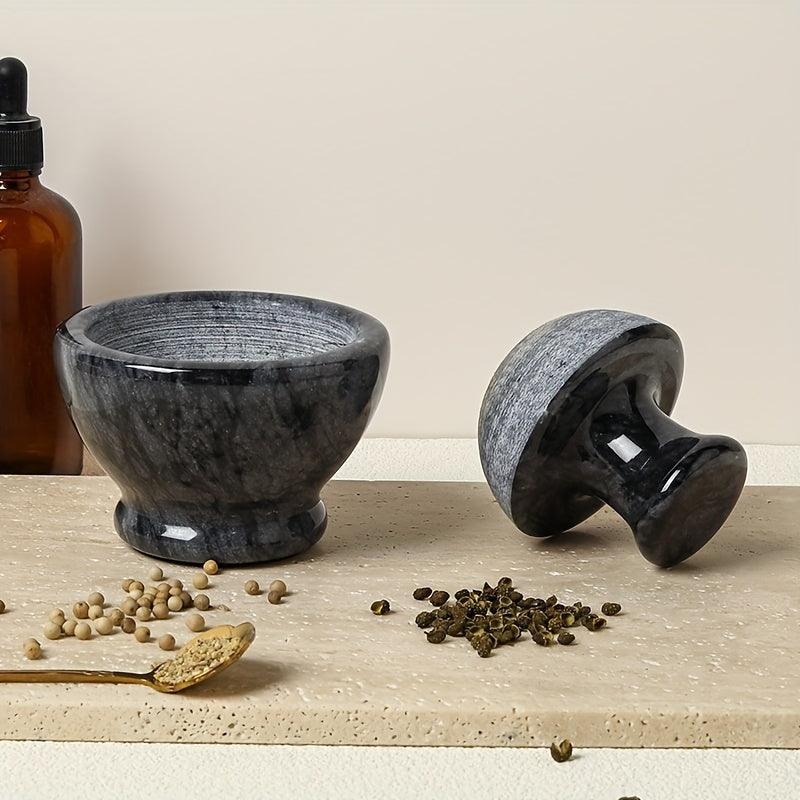 Premium Marble Mortar and Pestle Set - Natural Stone Grinder, 9.65 cm, Ideal for Spices & Pills, Easy to Use & Clean