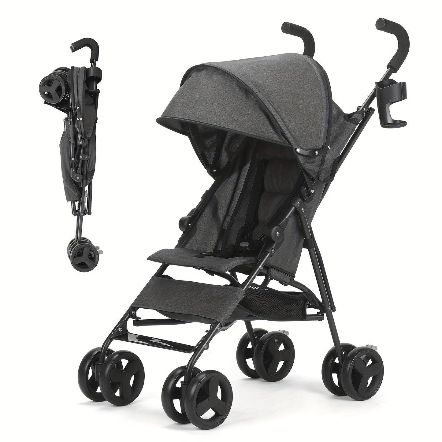 Lightweight Foldable Baby Travel Stroller with Secure 5-Point Harness & Sun Canopy