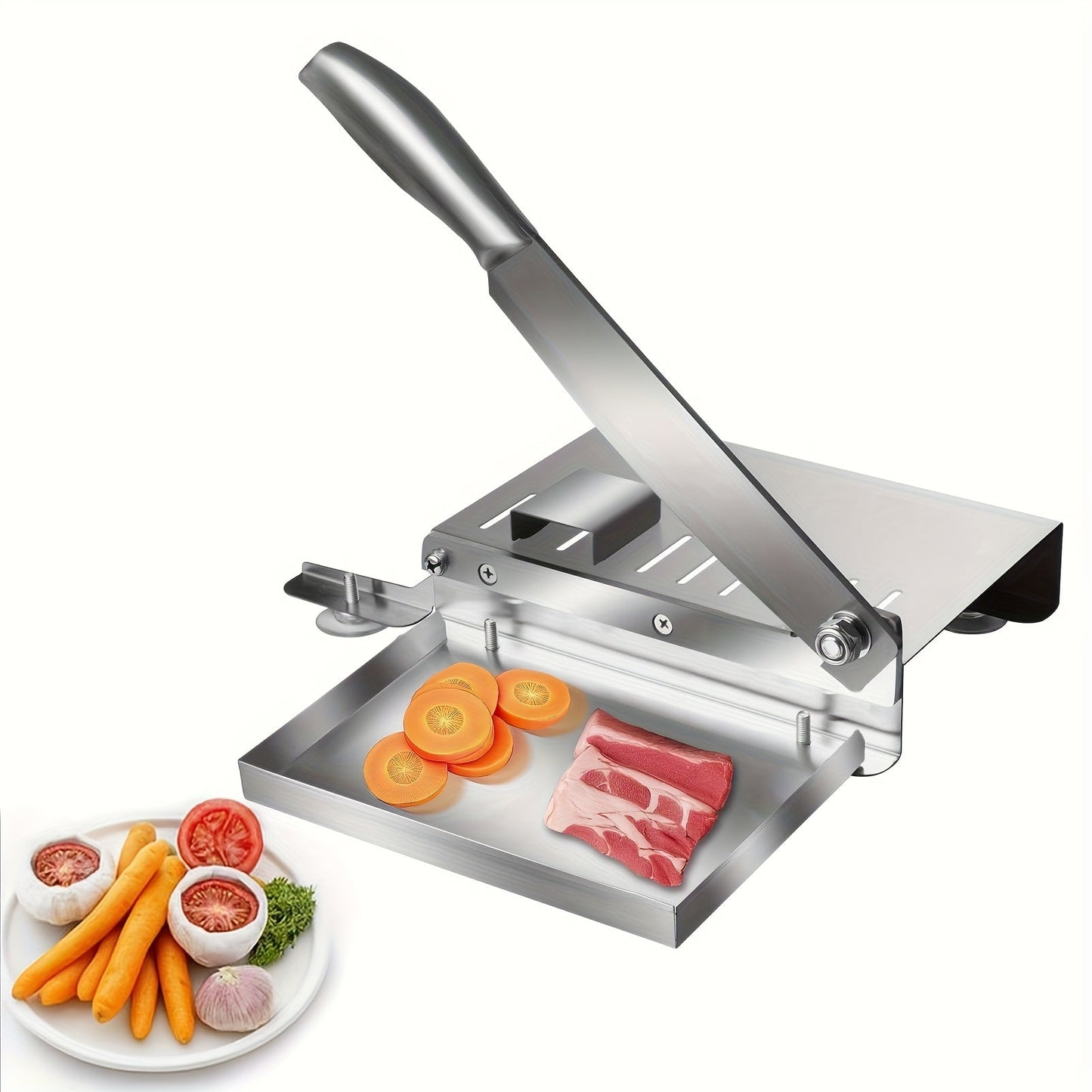 Easy-Clean Stainless Steel Manual Meat Slicer – Slice Frozen Beef, Vegetables & Bones Effortlessly | No Power Needed, Durable Kitchen Gadget
