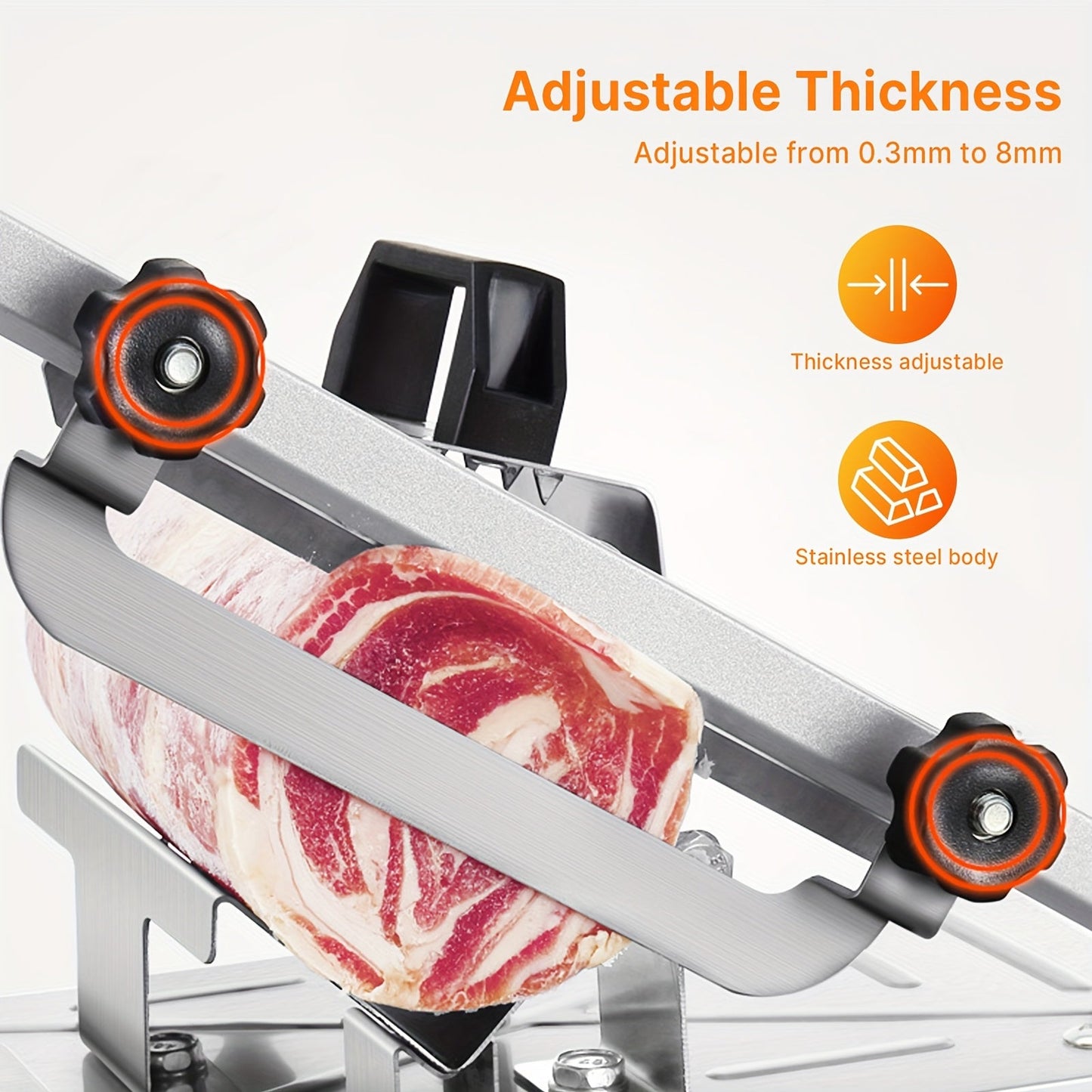 Heavy-Duty Manual Meat Slicer - Adjustable Thickness & Easy-Clean Design