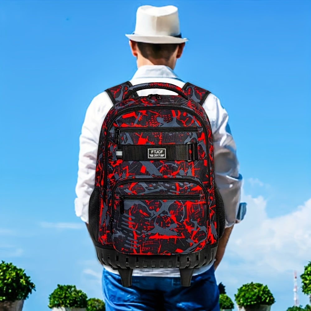 3pcs Rolling Backpack for Boys and Men with Wheels, 48.26 cm, Blue - CCJPX