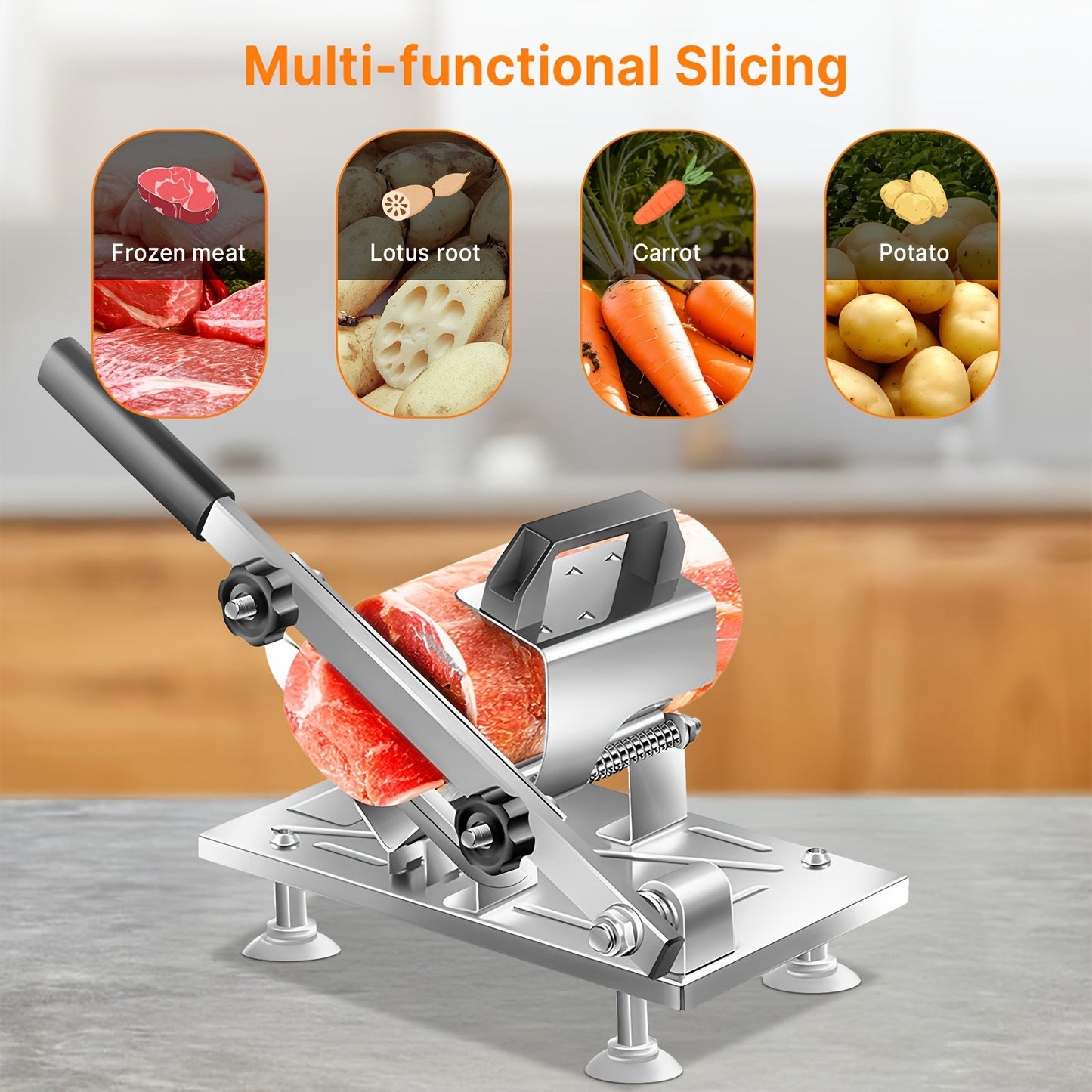 Heavy-Duty Manual Meat Slicer - Adjustable Thickness & Easy-Clean Design
