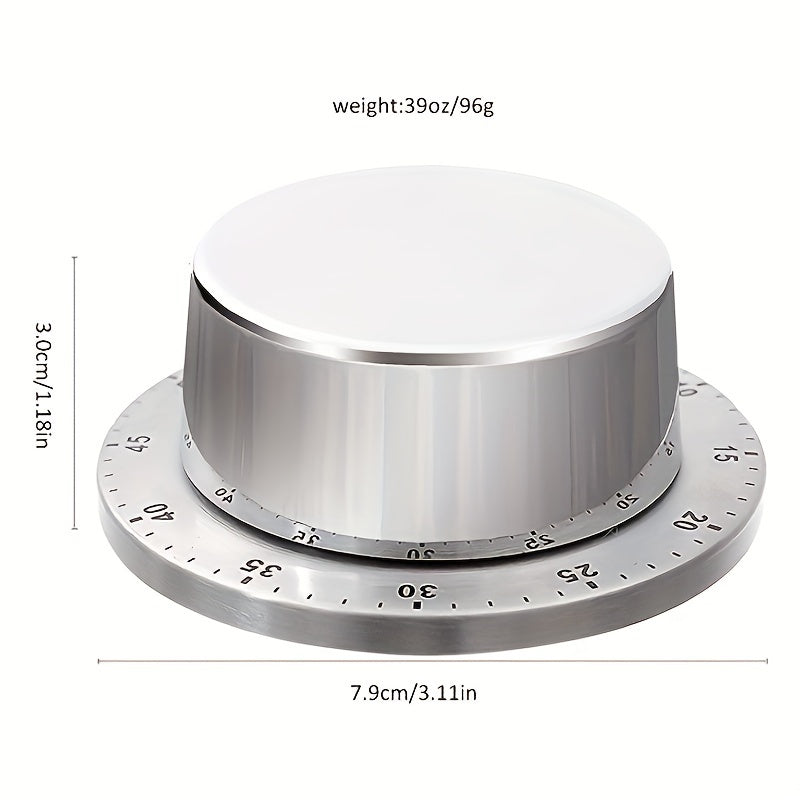 1pc Stainless Steel Chef Timer with Loud Alarm, Magnetic Backing, No Batteries Needed, 60-Minute Dial - Perfect for Cooking, Baking, and More