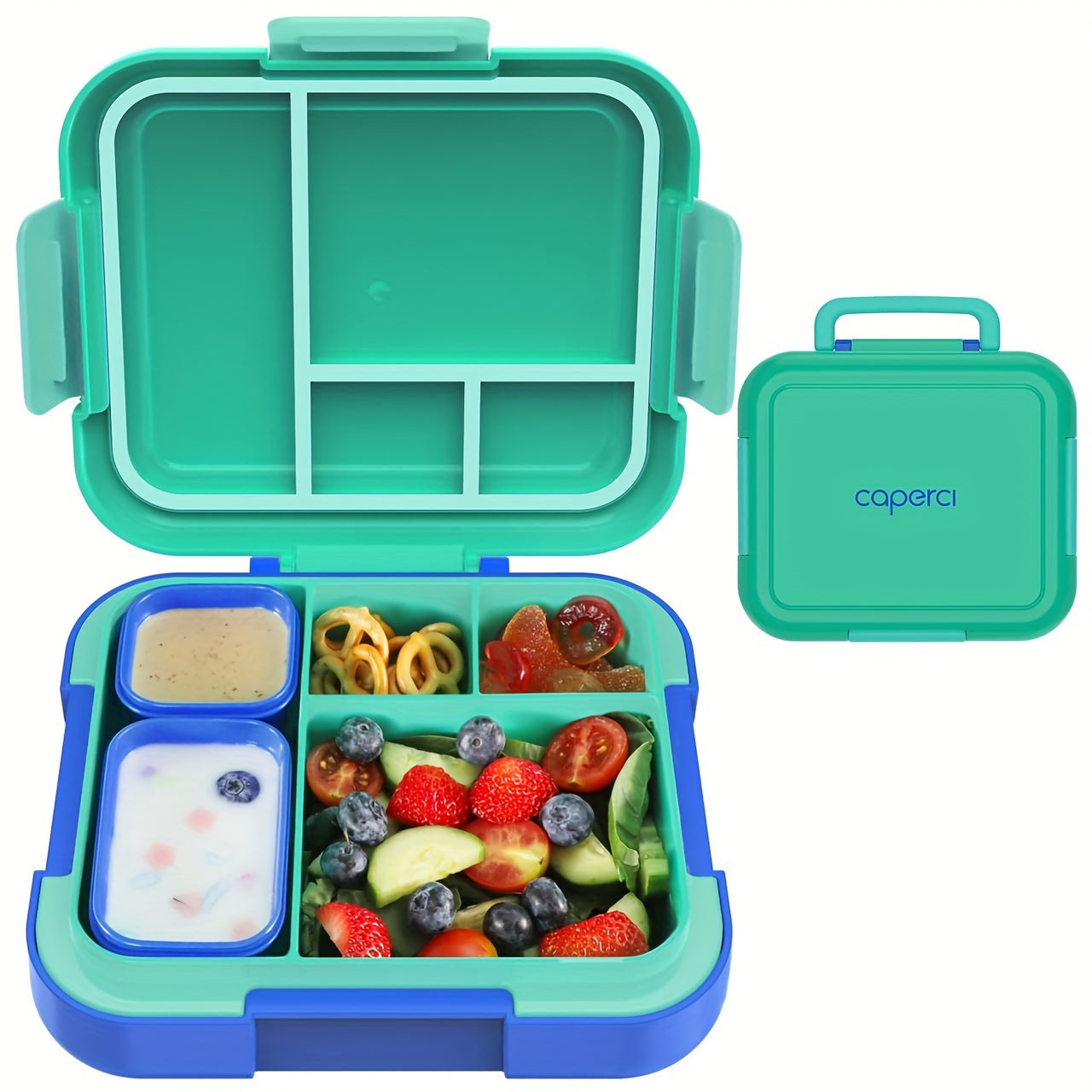 Caperci Bento Box - Large 4.8 Cups, Leak-Proof Lunch Box with Modular Containers