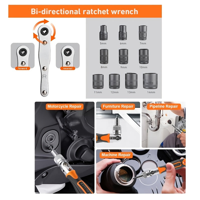 38-In-1 Ratchet Screwdriver Kit with Socket Set & Magnetic Bits | Ideal for Computers, Bicycles, Cars & More