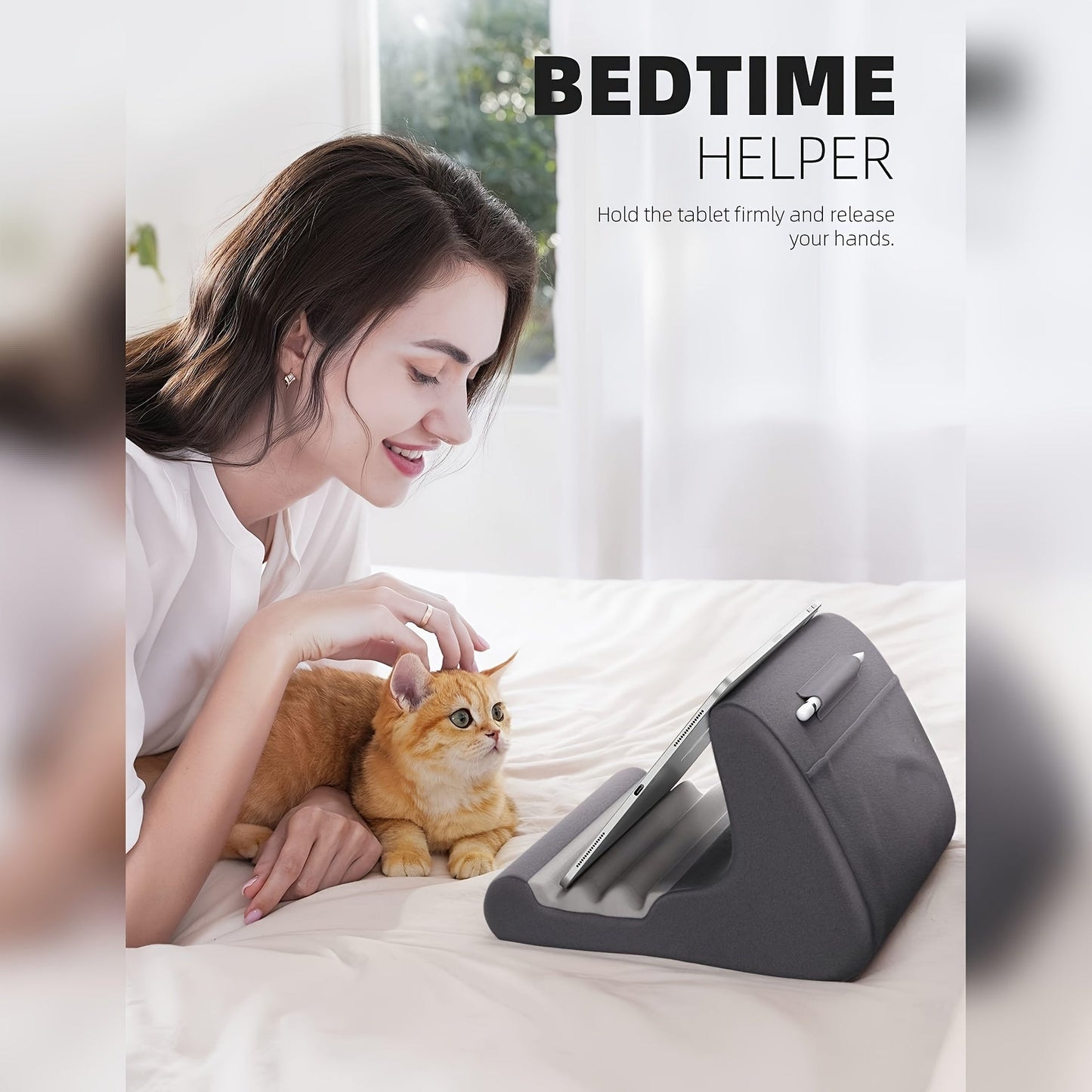 Versatile Tablet Pillow Stand with Adjustable Angles and Stylus Pocket