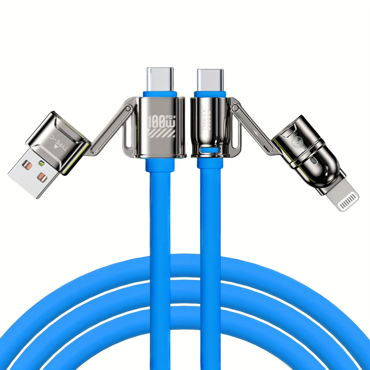4-in-1 Kirsite Cable 100W Super Fast Charging for iPhone, iPad, Notebook, Mobile Phone