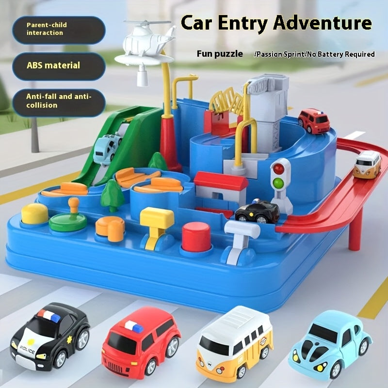 Adventure Track Playset with Magnetic Cars - Educational City Rescue Toy for Kids, Includes 3 Mini Vehicles, Perfect Gift for Boys & Girls