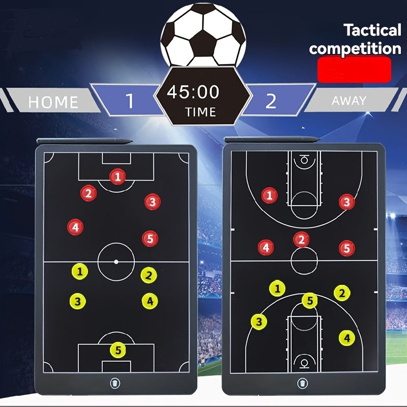 16-Inch Electronic Coach Tablet for Soccer & Basketball - Dual-Sided Field Layout