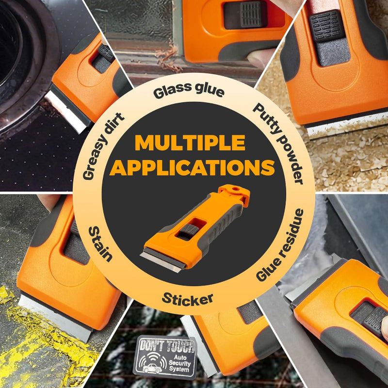 10-Blade Adhesive Removal Scraper Tool with Tail - Versatile Glass & Surface Cleaner