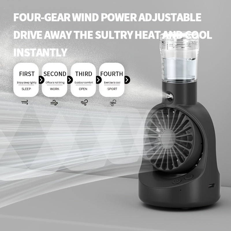 SENBOWE 2-in-1 USB Fan & Humidifier - Portable, Quiet, 4 Speeds, Adjustable Humidity - Ideal for Home & Office