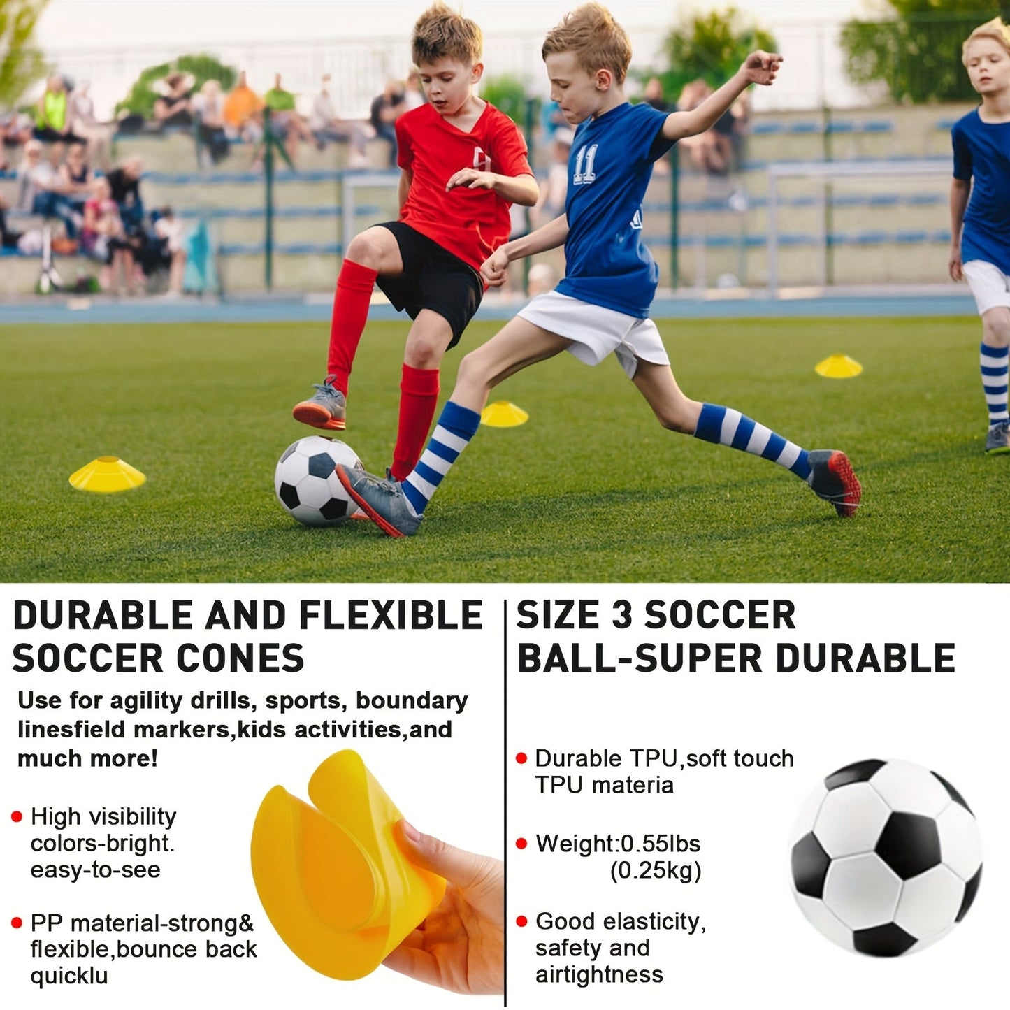 Complete Soccer Goal Set with Ball, Pump, Ladder & Cones | CENLEN