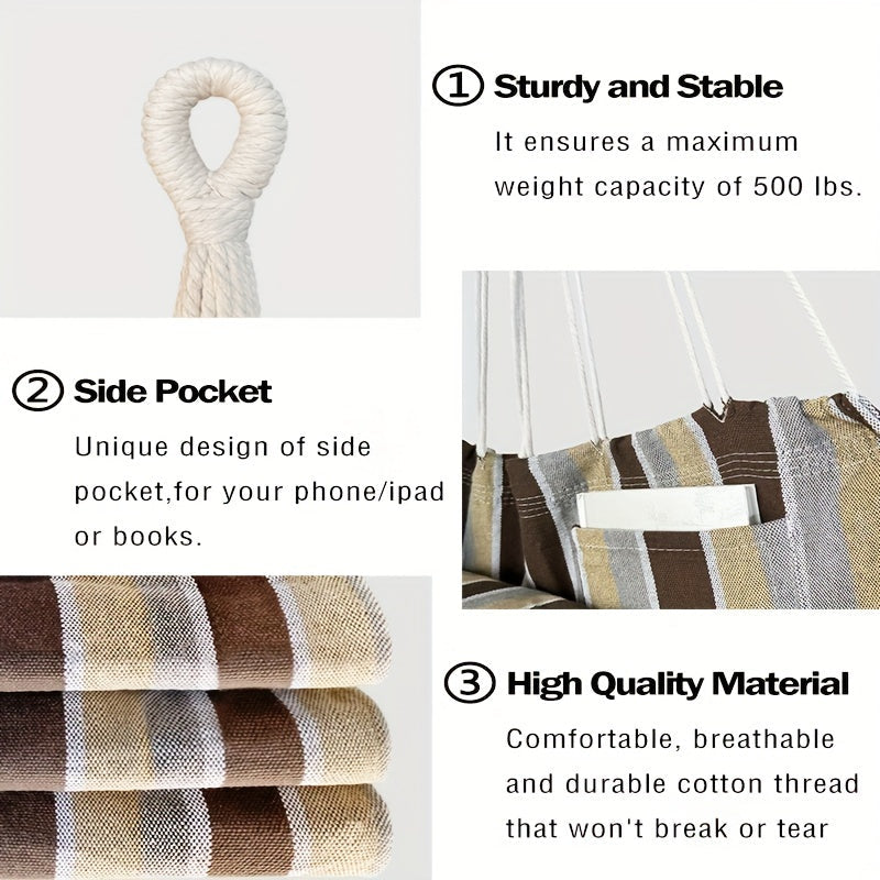 Premium Hammock Chair Set with Cushions, Straps, and Hooks