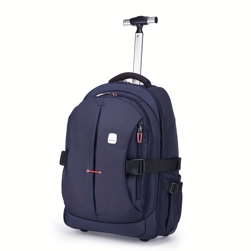 Black Oxford Fabric Convertible Backpack with Wheels - Business Travel & College Essential