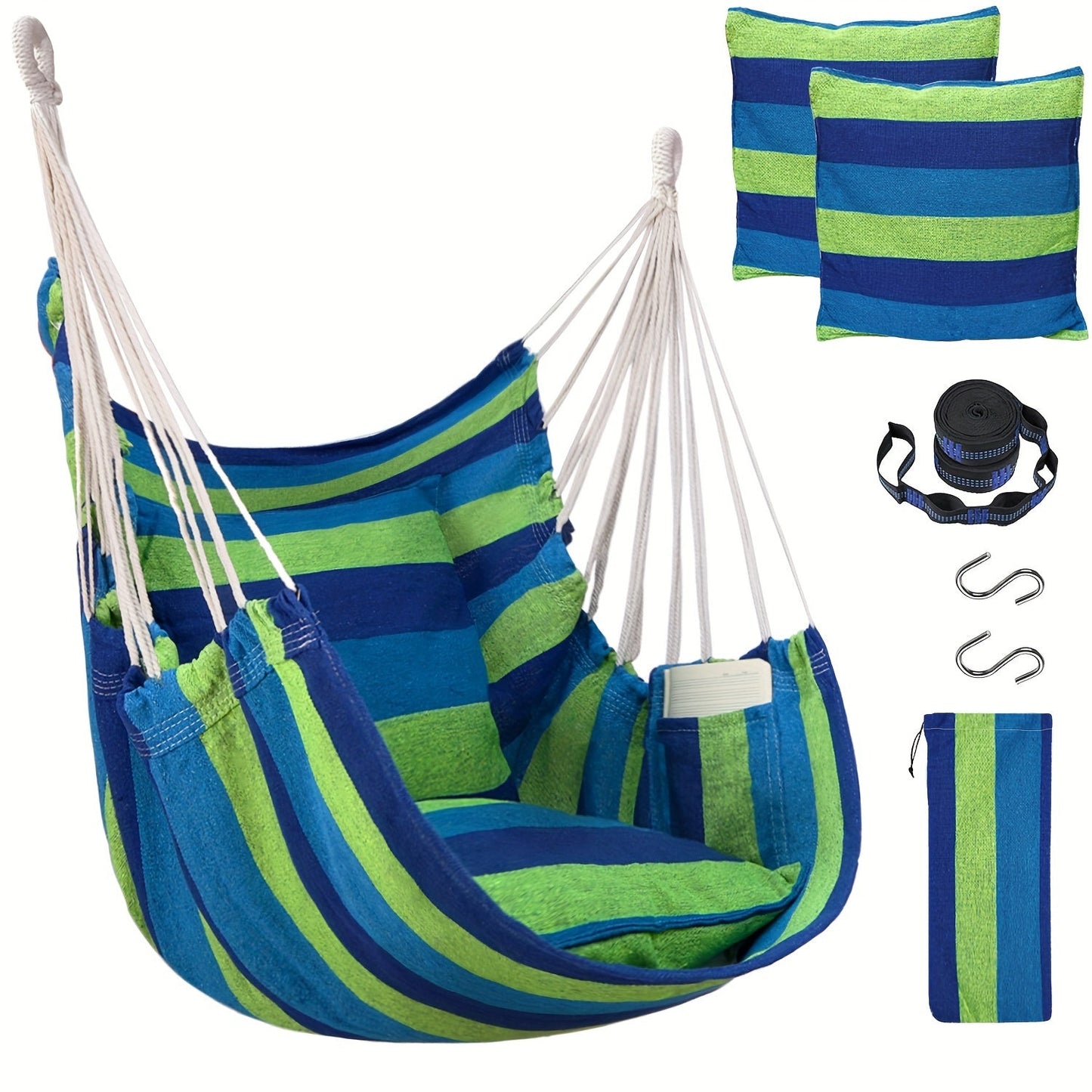 Premium Hammock Chair Set with Cushions, Straps, and Hooks