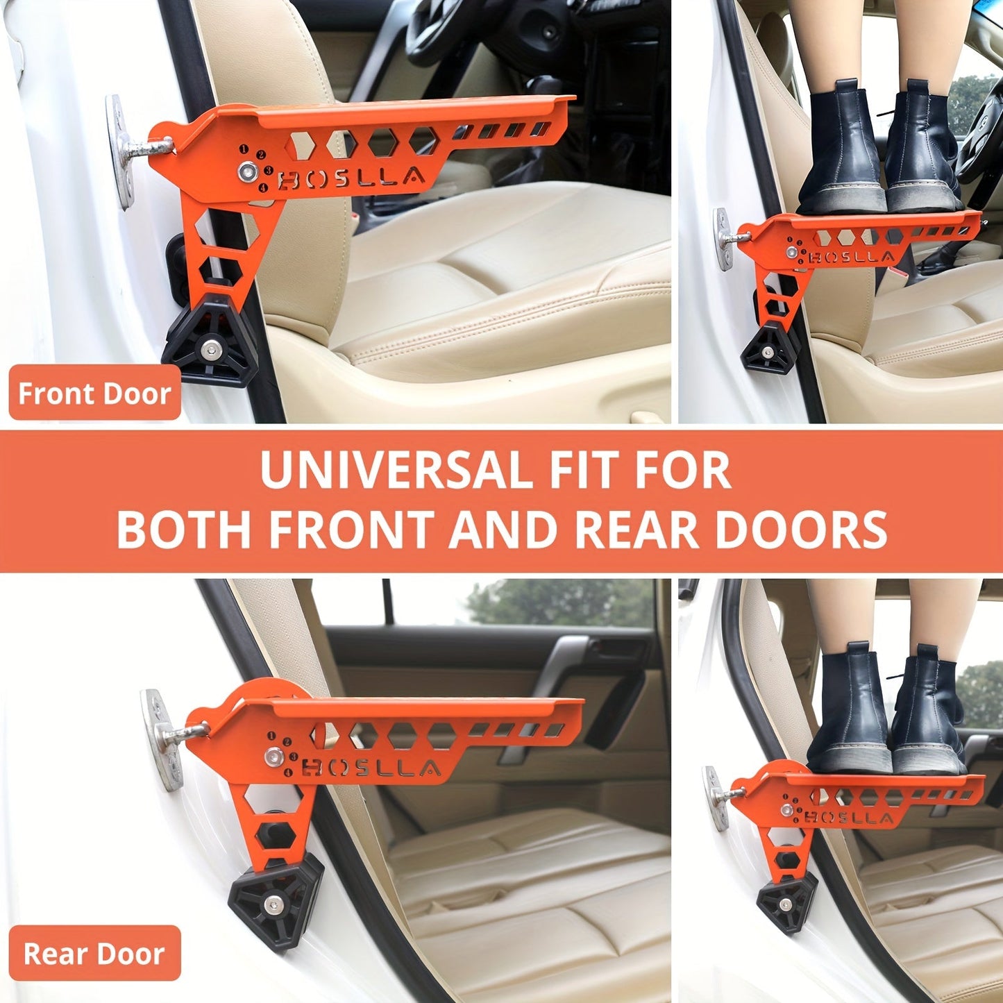 BOSLLA Folding Car Door Step - Easy Install, 204KG Load, Universal Fit