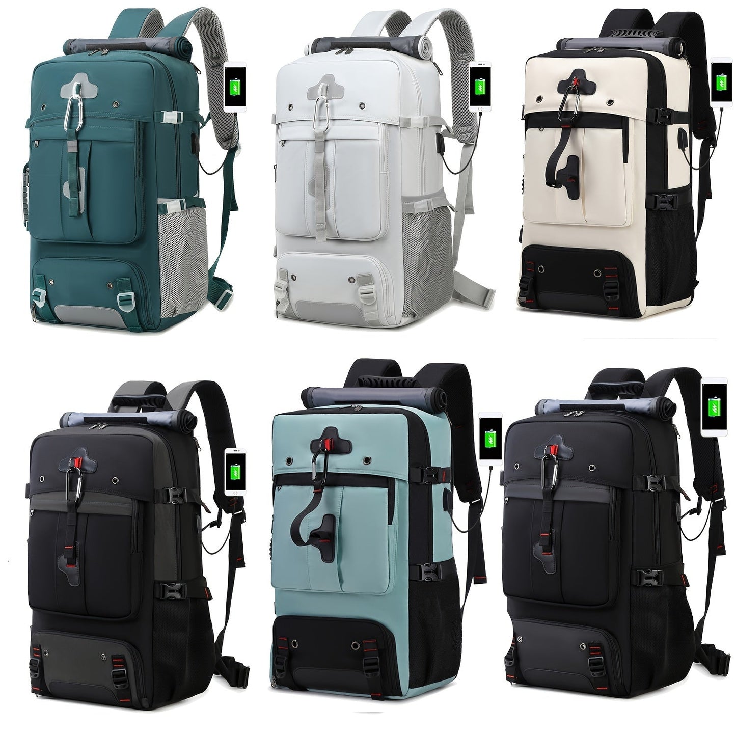 50L Large Capacity Hiking Backpack with Shoe Compartment - Convertible & Unisex