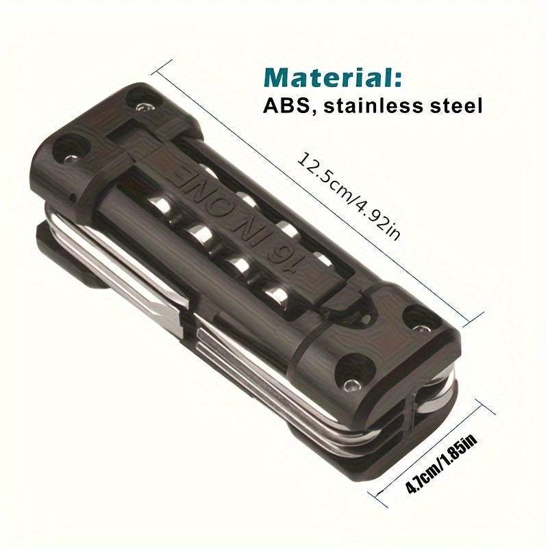 16-in-1 Multi-Purpose Tool Kit - Portable Heavy-Duty Repair Set for Vehicles & Outdoor Cycling