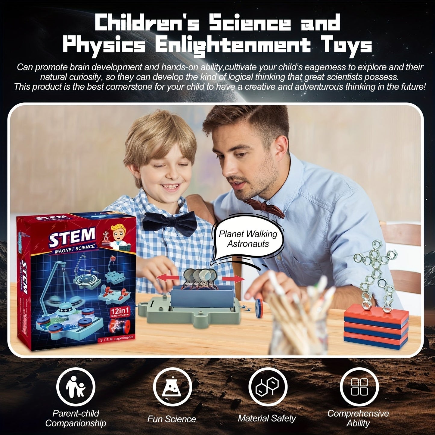 STEM Physics Science Kit for Kids - 12-in-1 Magnetic Floating Toy Set