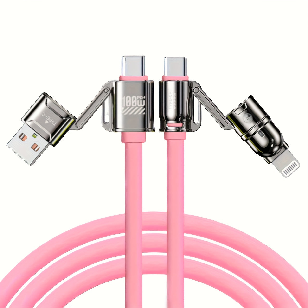4-in-1 Kirsite Cable 100W Super Fast Charging for iPhone, iPad, Notebook, Mobile Phone