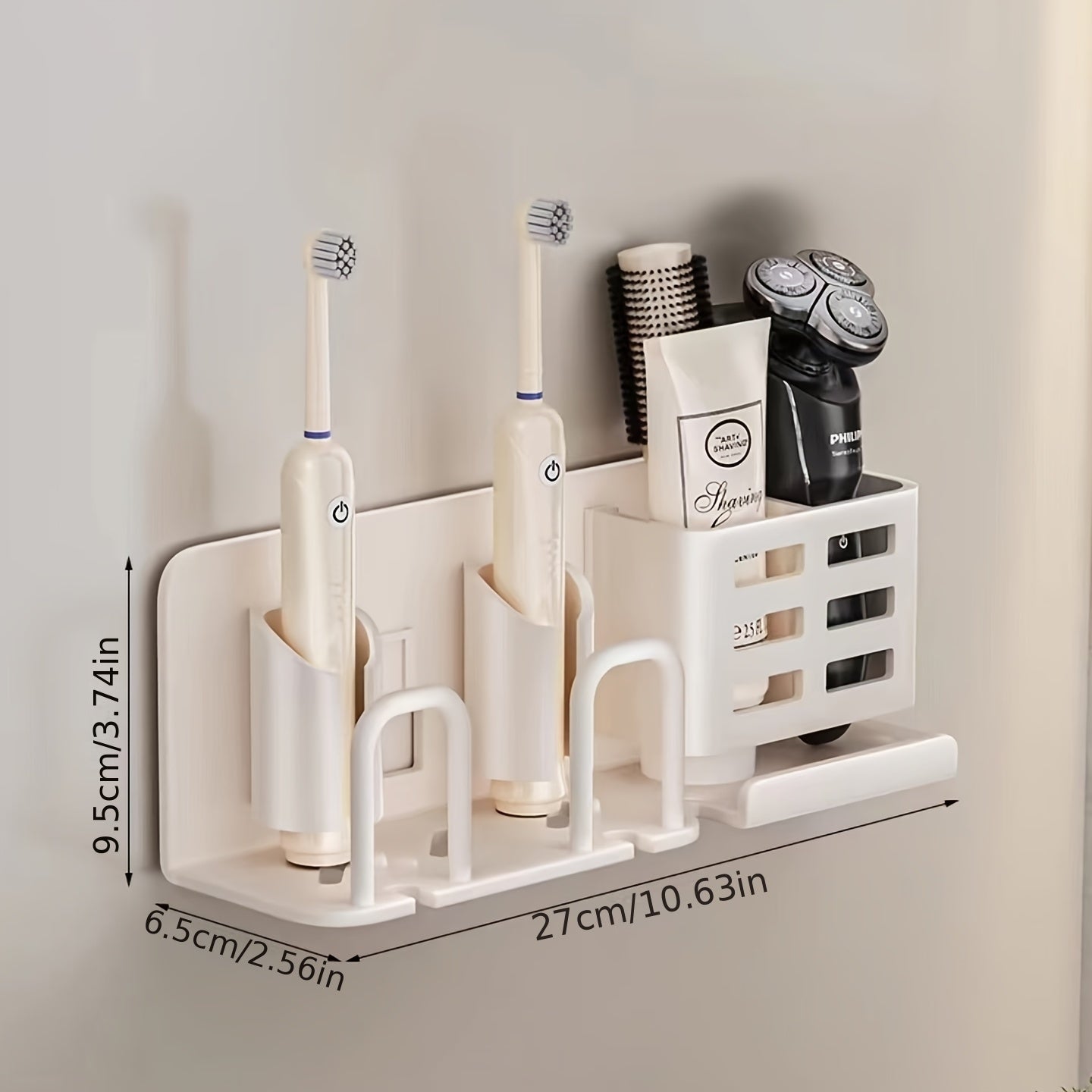 Wall Mountable Aluminum Electric Toothbrush & Razor Holder for Bathrooms - No Electricity Needed