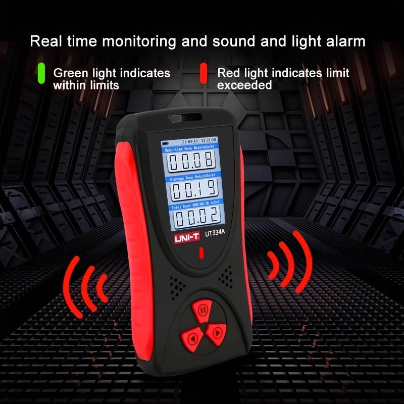 Rechargeable UNI-T UT334A Digital Nuclear Radiation Detector – Portable GM Geiger Counter for Β-Γ X-Rays with LCD Display