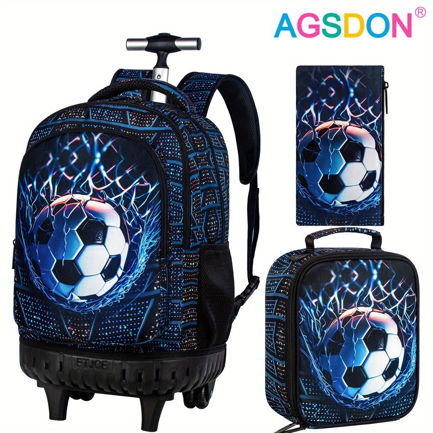 3pcs Rolling Backpack for Girls - 21 inch Foldable Wheeled School Bag Set
