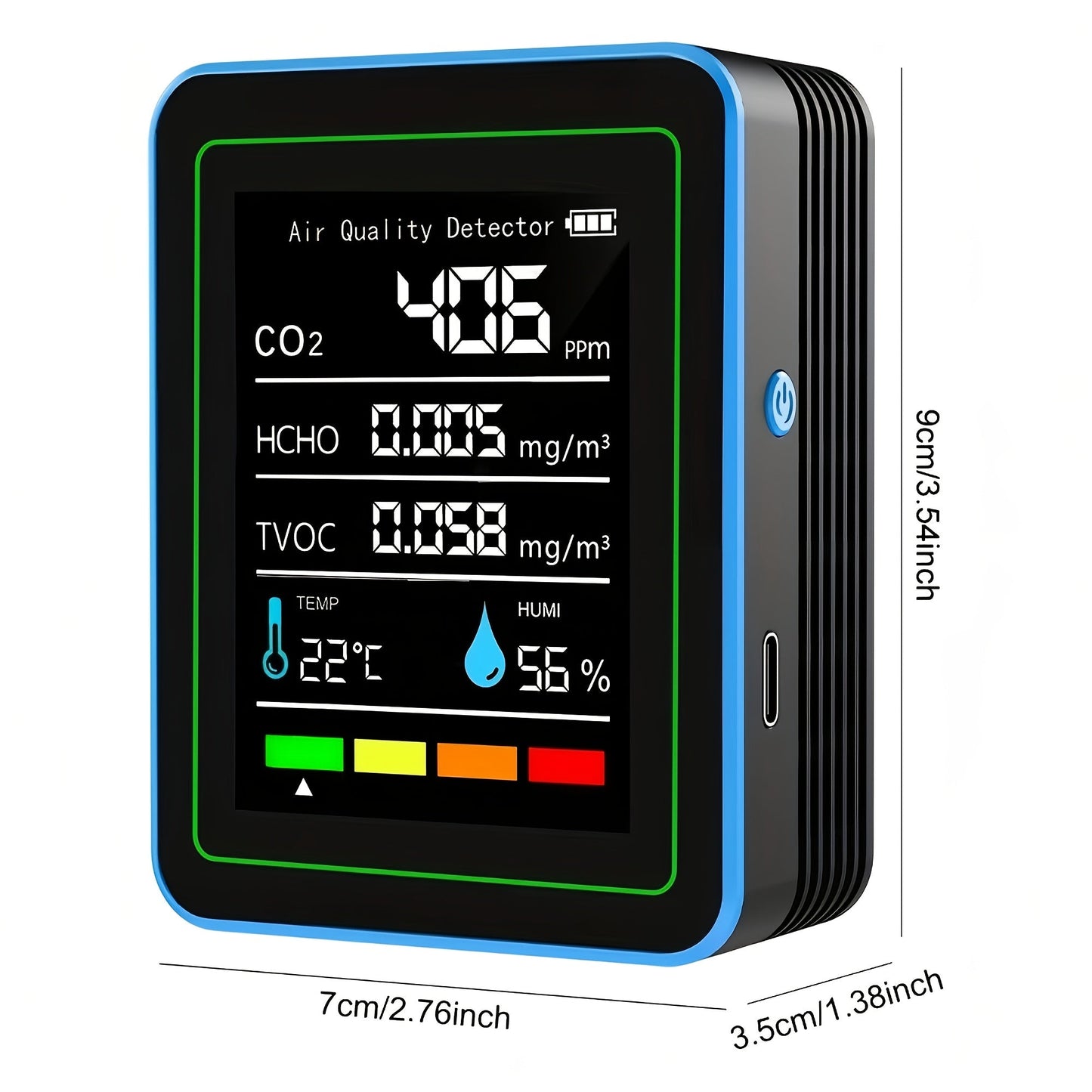 5-in-1 Portable Air Quality Monitor | Formaldehyde & CO2 Detector | Indoor Air Analyzer with Real-Time Data & Alarms