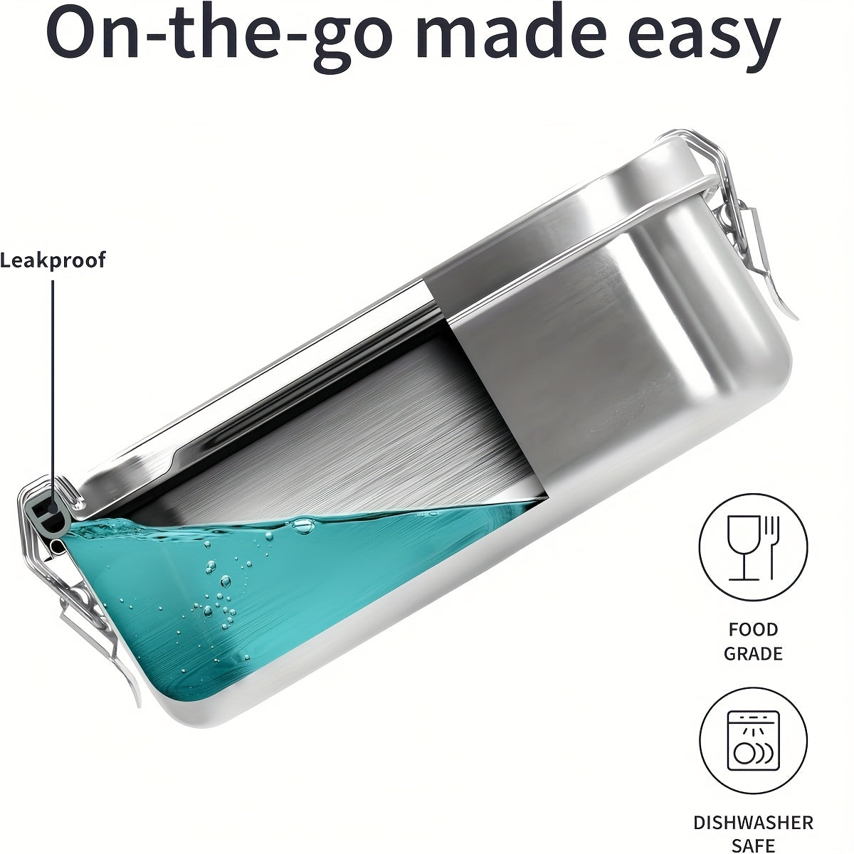 304 Stainless Steel Leak-Proof Lunch Box with Dividers - 1400ml/850ml, Oven & Refrigerator Safe