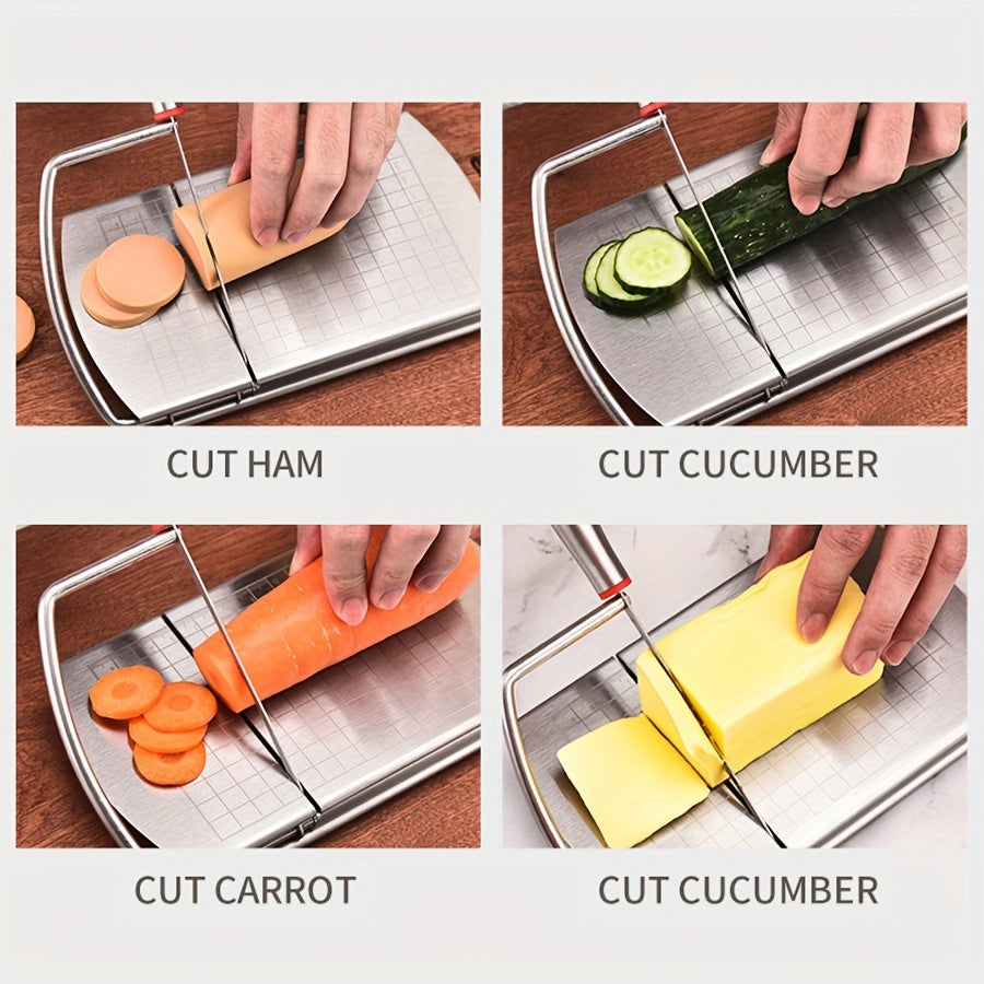 Stainless Steel Cheese and Butter Cutter with Measurements – Heavy Duty Kitchen Gadget
