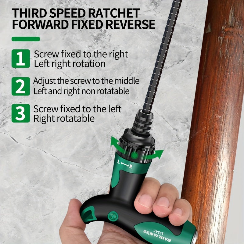 Versatile T-Handle Ratchet Screwdriver with Strong Magnetic Head for Home Repairs & DIY