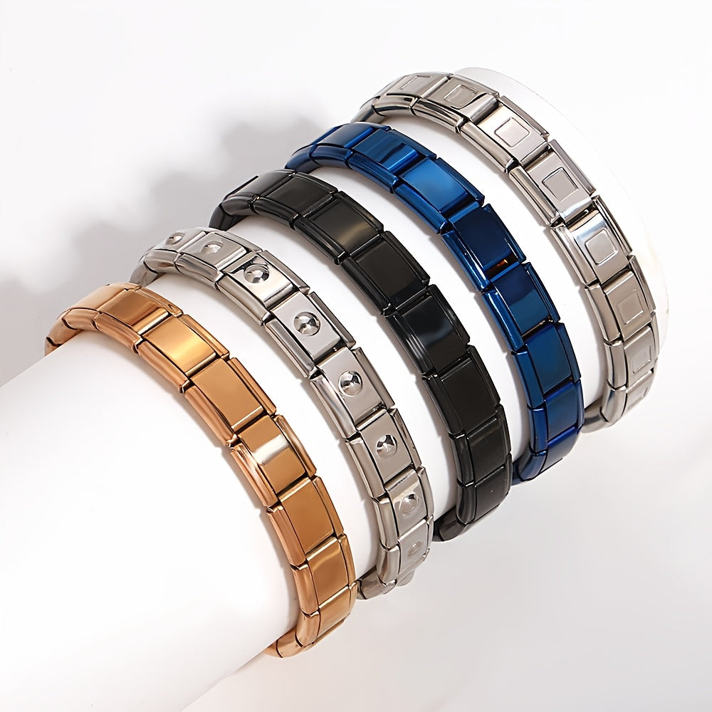Stainless Steel Golden Elastic Bracelet - Perfect Valentine's Day Gift for Men & Women