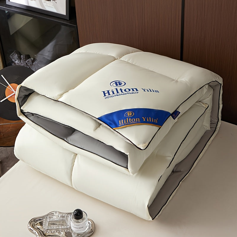Hilton Style Double-Layered Quilt - Elegant All-Season Comfort with Soft Brushed Polyester in Light Blue