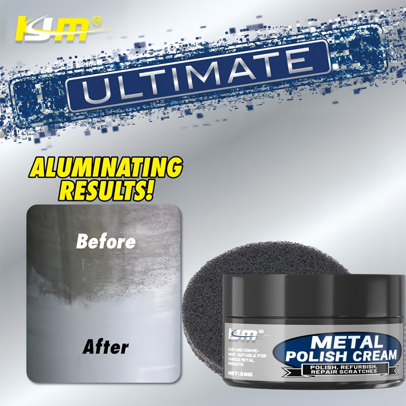 KJM Multi-Purpose Metal Polish & Repair Cream - Scratch Remover & Oxidation Protector for Chrome, Stainless Steel, Aluminum - Auto Detailing