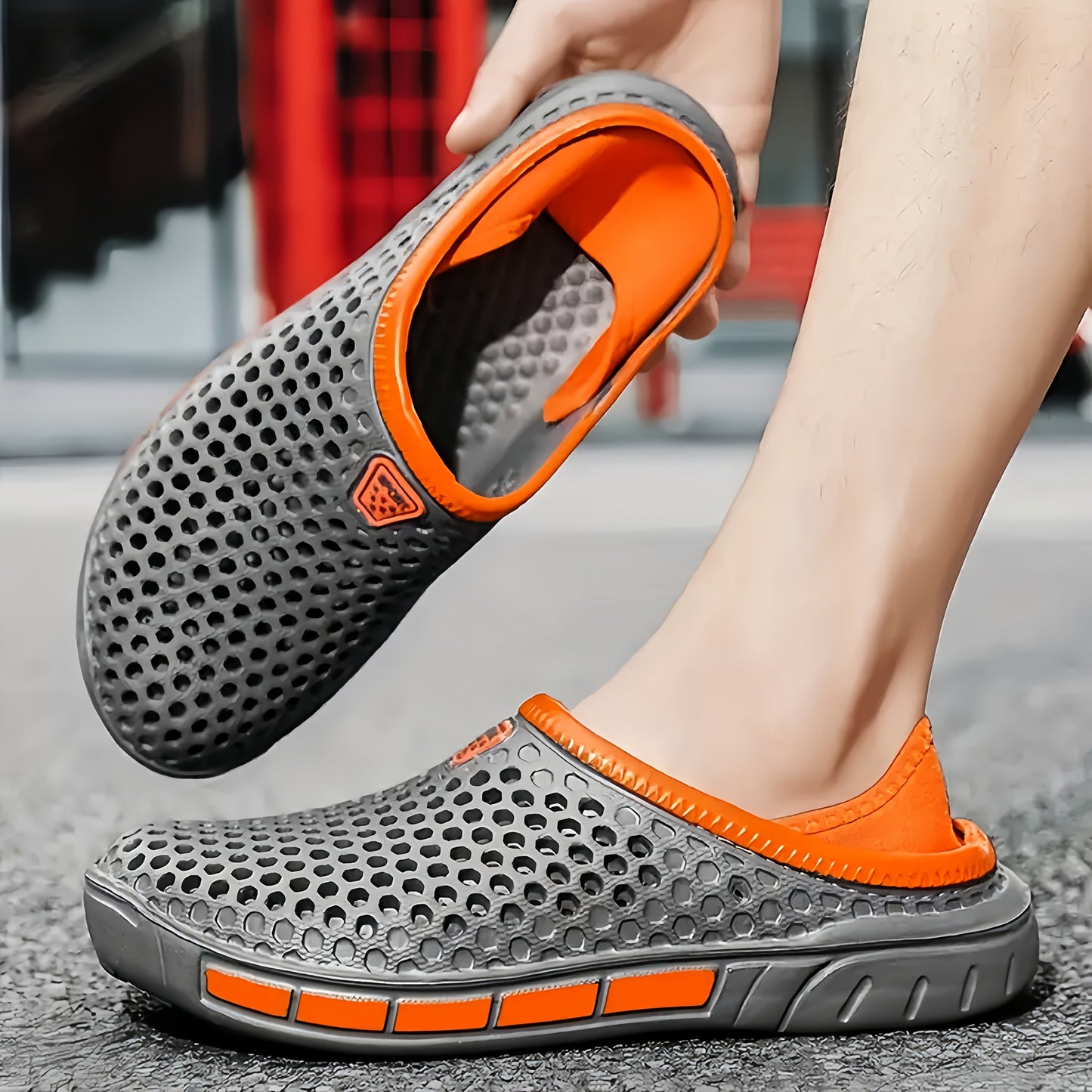 Men's Summer Breathable Slide Sandals - Dual Wear for Sports & Beach