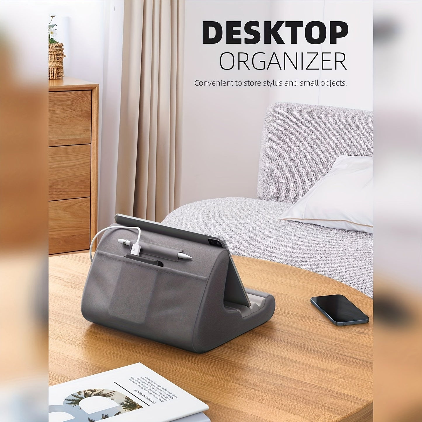 Versatile Tablet Pillow Stand with Adjustable Angles and Stylus Pocket